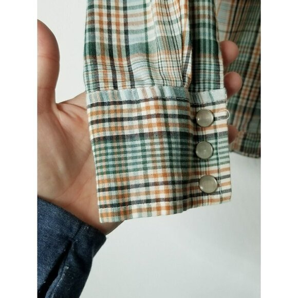 Western Top Mens 36 (Medium) Plaid Rodeo Pearl Button down long sleeve - Picture 8 of 13